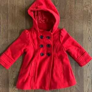 Red pea coat